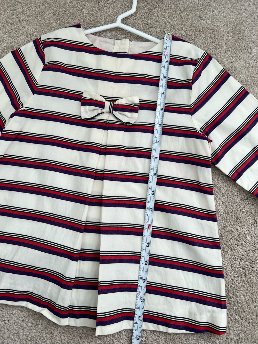 Janie and Jack Cream Top with Navy and Red Stripes - Picture 5 of 9